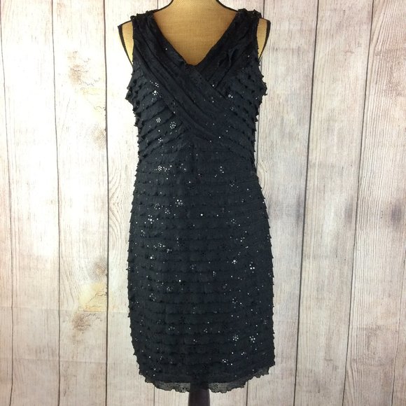 RB Collection Dresses & Skirts - RB Collection Black Tiered Ruffle Dress Sz 10
